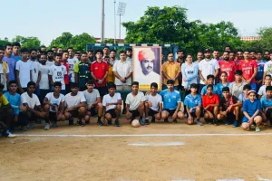 demonstration handball match on the birth anniversary  of skilled sports hanuman Singh /कुशल खेल प्रशासक हनुमान सिंह की जयंती पर प्रदर्शन हैंडबॉल मैच